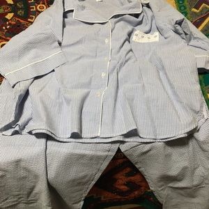 EUC Miss Elaine blue white pinstripes pjs Size 3x